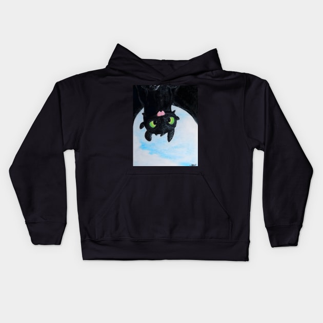 Toothless Upside Down Flight Kids Hoodie by Lycoris ArtSpark